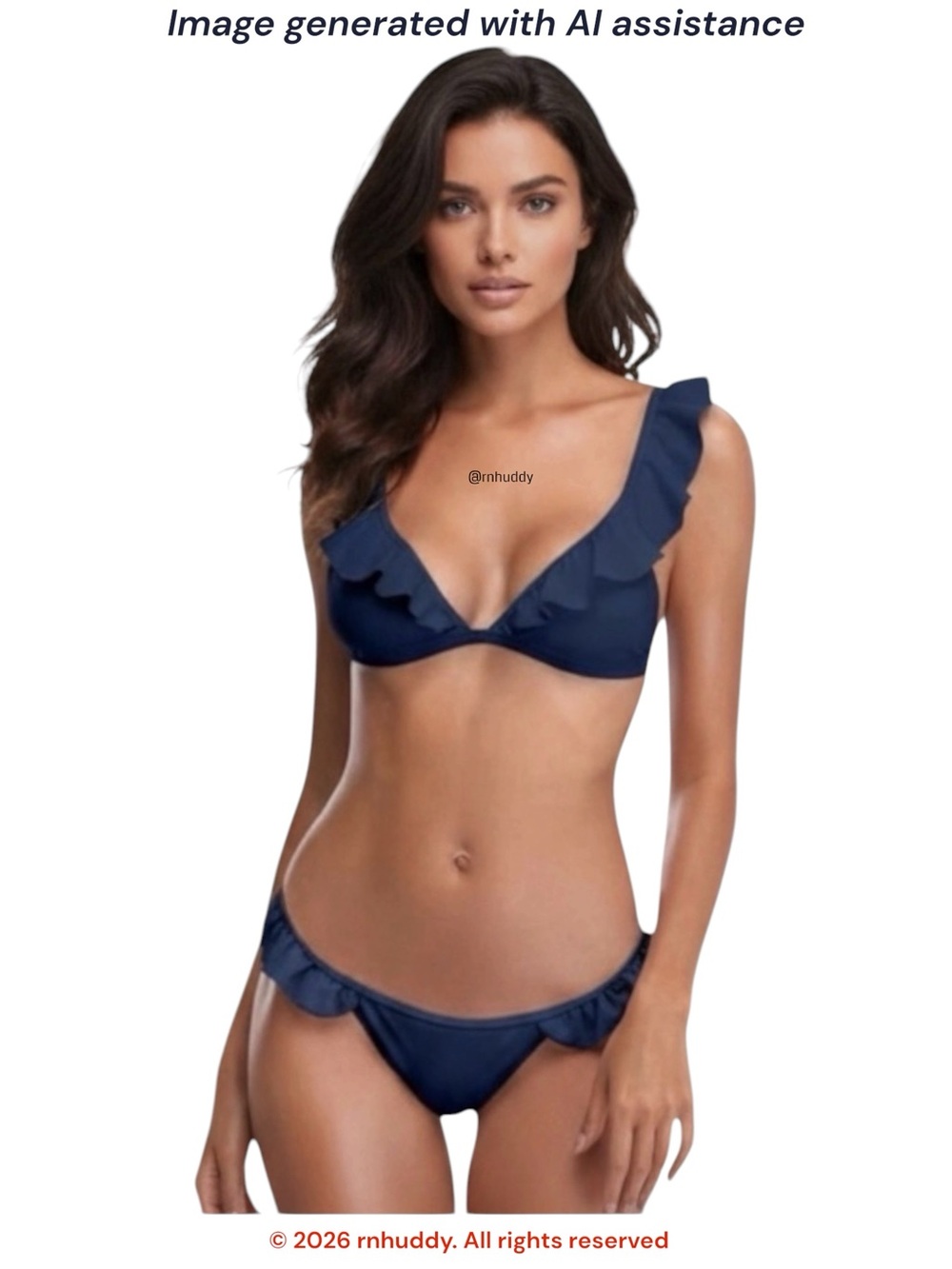NWT Shekini XS navy ruffle bikini